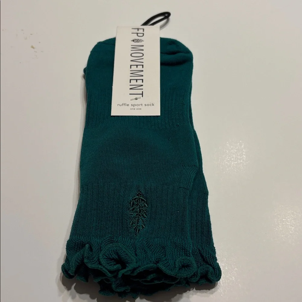 Free People x Lucky Honey Movement Classic Ruffle Sport Socks in Green